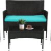 Patio Furniture Set 4 Pieces Outdoor Rattan Chair Wicker Sofa Garden Conversation Bistro Sets for Yard (Brown)