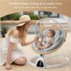 Baby Swings for Infants, Bluetooth Infant Swing with Music Speaker with 3 Seat Positions, 5 Speeds and Remote Control – Portable Baby Swing for Indoor and Outdoor (White)