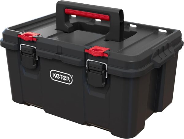 Keter Stack-n-Roll Modular Tools Organizer for Garage Storage and DIY, 3 Piece Resin Rolling Tool Box System for Small Parts