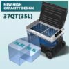 12 Volt Refrigerator, 53QT(50L) Electric Cooler, Portable Freezer 12V/24V DC 110-240V AC, 12V Fridge -4°F~68°F, 12V Cooler with Wheels & 2 Baskets for Travel, Truck, Boat, Camping