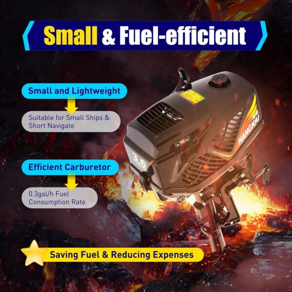 ab975420a91d4af08d5943f9151b6ba8 2-Stroke 3.6HP Outboard Motor, 55CC Heavy Duty Fishing Boat Engine 5000rpm Gasoline Short Shaft Boat Motor Water Cooling & CDI Manual Start Boat Engine for Canoes, Dinghies, Inflatable Boats