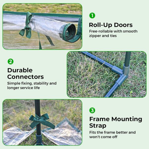 Land Guard 6x3x1ft Galvanized Raised Garden Bed with Waterproof Cover Small Mini Portable Antifreeze Greenhouse Kit for Metal Planter Box with 2 Huge Roll-up Zipper Door Window
