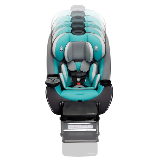 Grow and Go All-in-One Slim Convertible Car Seat, Rear Facing, 5-40 lbs, Forward Facing (30–65 lbs), High Back Booster Seat 40-100 pounds, Aqua Pop