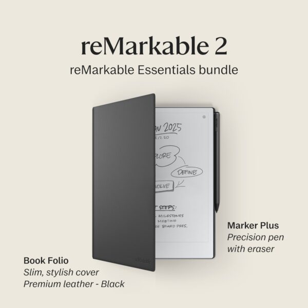 ace479f5f7214b72b5a2f8debbea99b5 reMarkable 2 �� 10.3�� Paper Tablet with Marker Plus and Premium Leather Book Folio �� Black