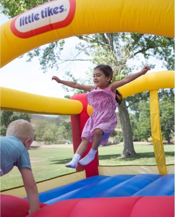 ace80dd78110454b9d91a8982096b127 Little Tikes Jump ‘n Slide Inflatable Bouncer Includes Heavy Duty Blower With GFCI, Stakes, Repair Patches, And Storage Bag, for Kids Ages 3-8 Years