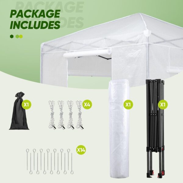acec0580496145ef82badf0faa71b64c EAGLE PEAK 6×4 Portable Walk-in Greenhouse, Pop-up Indoor Outdoor Garden Green House, Zippered Door and Windows, PE Cover, White