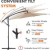 9.8FT Offset Patio Umbrella Hanging Cantilever Umbrella Outdoor Sun Shade with Easy Tilt Adjustment, 8 Ribs, UV Protection for Backyard, Lawn, Garden and Pool, Blue