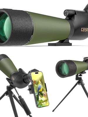 Gosky Updated 20-60×85 Dual Focusing Spotting Scopes with Tripod, Carrying Bag and Quick Phone Holder – BAK4 High Definition Waterproof Spotter Scope for Bird Watching Wildlife Scenery