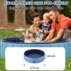 Foldable Dog Swimming Pool, 120′′x20′′ Oversize Collapsable Hard Plastic Potable Bathing Tub for Pet Dog Kiddie Pool Indoor and Outdoor Leakproof PVC Play Pool for Large Dogs Pets Puppy Kids Blue
