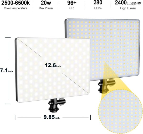 ada7e4b2d37344b0b6b0617fdd9328a2 D50 LED Video Light Panel Lights 15.4′′, 2 Packs 45W 3000K-8000K Bi-Color Dimmable Photography Lighting, CRI 96+ Videography Lighting for Video Shooting/Gaming/Live Stream/Studio/Film