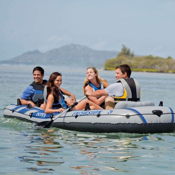 add2ca77cb884dc9a23a9fd2e240f6be INTEX Excursion Inflatable Boat Series: Includes Deluxe 54in Boat Oars and High-Output Pump – SuperTough PVC – Adjustable Seats with Backrest – Fishing Rod Holders – Welded Oar Locks