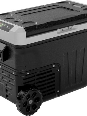 12 Volt Refrigerator, 53QT(50L) Electric Cooler, Portable Freezer 12V/24V DC 110-240V AC, 12V Fridge -4°F~68°F, 12V Cooler with Wheels & 2 Baskets for Travel, Truck, Boat, Camping