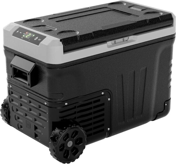 aecc6105cb57475bb12a138c33ffc2dd 12 Volt Refrigerator, 53QT(50L) Electric Cooler, Portable Freezer 12V/24V DC 110-240V AC, 12V Fridge -4°F~68°F, 12V Cooler with Wheels & 2 Baskets for Travel, Truck, Boat, Camping