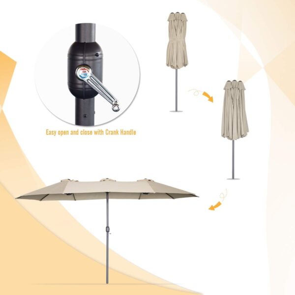af00f32e521444c4bf189d936e63f368 15ft Patio Umbrella with Solar Lights, Large Double Umbrella Outdoor, Rectangle 180”x106” Umbrellas with 156 PCS LED Lights and Crank Handle for Backyard Deck Pool Shade in Black(1.9′′ Pole)