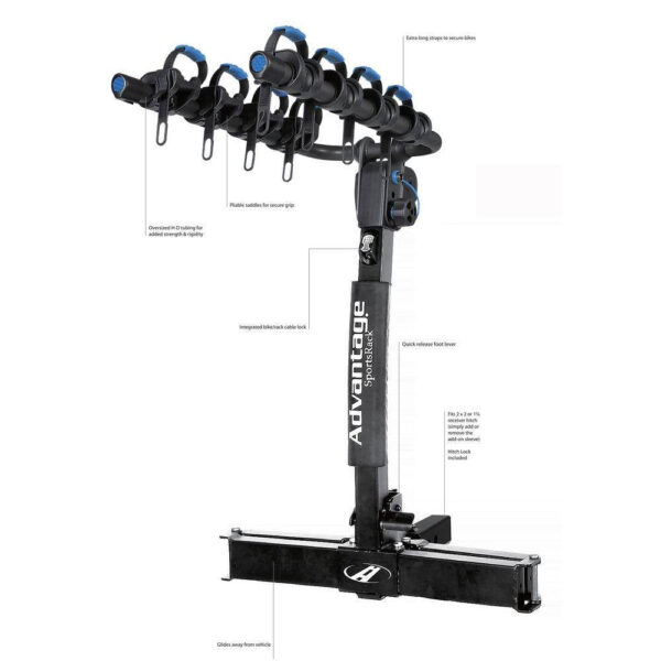 Advantage SportsRack 2070 4-Bike Hitch Bike Rack Glideaway Elite 4 Bike Carrier