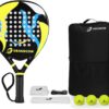 Padel Racket raqueta pala de Padel Tennis Racket Set Beginner Full Package with Cover, 3 Balls, Headband, Wristband and Backup overgrip