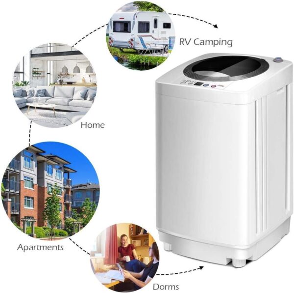 Portable Washing Machine, Full Automatic Washer and Dryer Combo, with Built-in Pump Drain 8 LBS Capacity Compact Laundry Washer Spin Dryer for Apartment RV Dorm