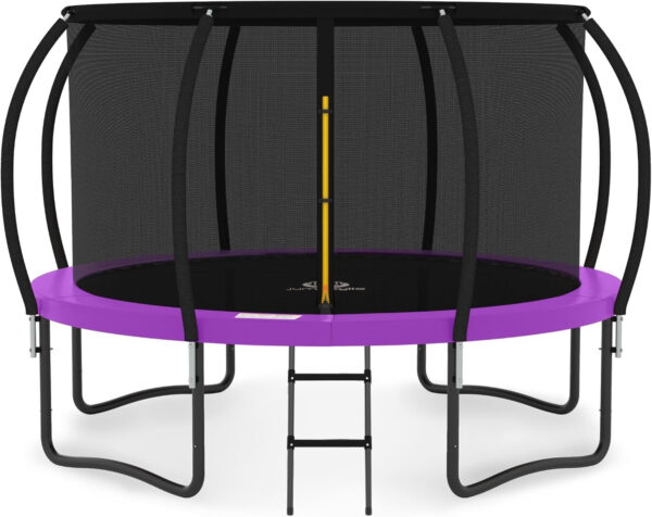 JUMPZYLLA Trampoline 8FT 10FT 12FT 14FT 15FT 16FT Trampoline with Enclosure – Recreational Trampolines with Ladder and AntiRust Coating, ASTM Approval Outdoor Trampoline for Kids