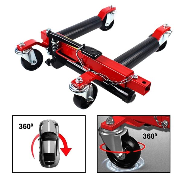 afbba6807f3f41f6acd67184086e10e4 1500lb HYDRAULIC Positioning Car Wheel Dolly Jack Lift Auto Vehicle Moving Hoist