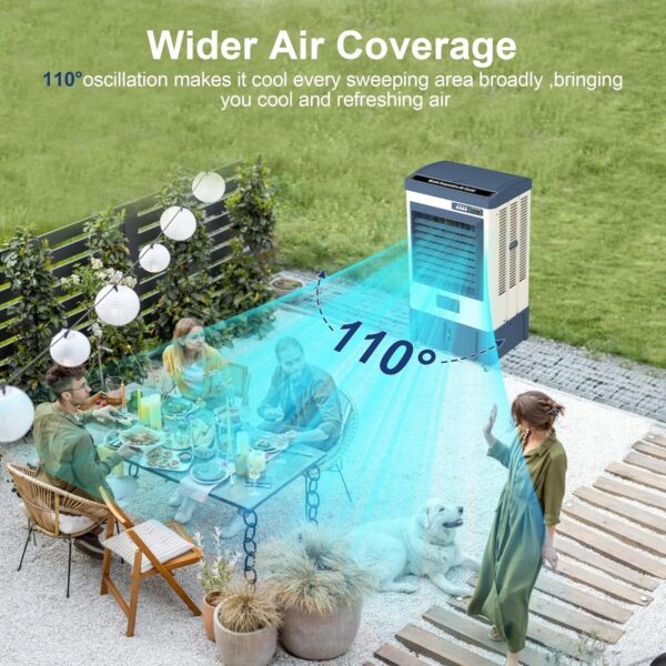 b0581136f1ea4a84bb0fbc2d19f5b91d 41′′ Swamp Cooler, 4800 CFM Evaporative Air Cooler with 10.6 Gallon Water Tank, Portable Outdoor Air Conditioner with 3 Ice Pack, 110° Oscillation, 3 Speed for Garage, Yard, Commercial Use