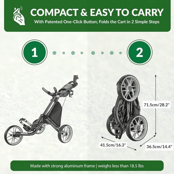 b063aa5be5c94322b30dbc89d7947adf 3Wheel Golf Push Cart - Golf Trolley Foldable Collapsible Lightweight Pushcart with Foot Brake - Easy to Open & Close