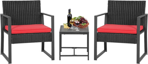 Patio Furniture Set 4 Pieces Outdoor Rattan Chair Wicker Sofa Garden Conversation Bistro Sets for Yard (Brown)