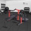 Chest Press Machine, 1050LBS Capacity, Independent Converging Arms, Weight Bench Press with Adjustable Flat Bench for Upper Body Workouts, Red