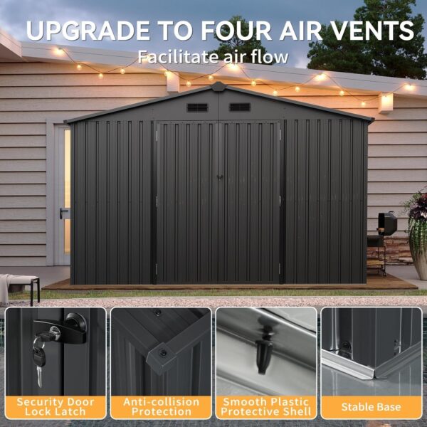 b0e43eb83502449c809d8b85d58416ea Aoxun 5×2.7 FT Outdoor Metal Storage Shed – Durable Water-Resistant Galvanized Steel, Sloping Roof Design, Lockable Door – Ideal for Tool Storage on Lawn, Patio & Backyard (Black)