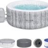 Bestway SaluSpa Fiji AirJet Large Round 2 to 4 Person Inflatable Hot Tub Portable Outdoor Spa with 120 AirJets and EnergySense Cover, Grey