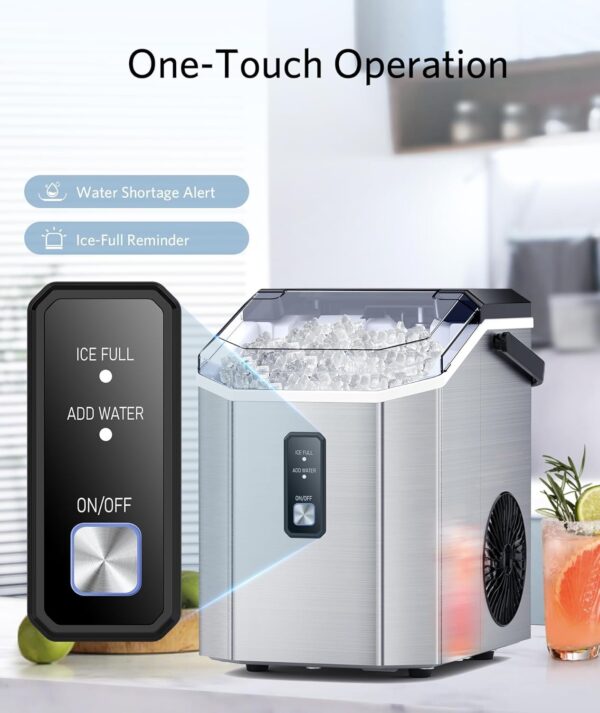 Nugget Ice Makers Countertop, Pebble Ice Makers with Soft Chewable Ice, Ready in 6 Mins, 35lbs/24H, One-Click Operation, Self Cleaning, Portable Ice Maker Machine for Home/Kitchen/RV/Camping