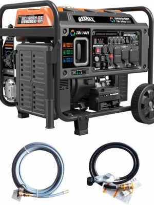 GENMAX 10500 Peak Watt Tri Fuel Open Frame Inverter Generator,with ATS,Quiet Technology,CO Sensor,digital display and 50A,Ideal for Home backup,contruction site and RV Camping (GM10500XiT)