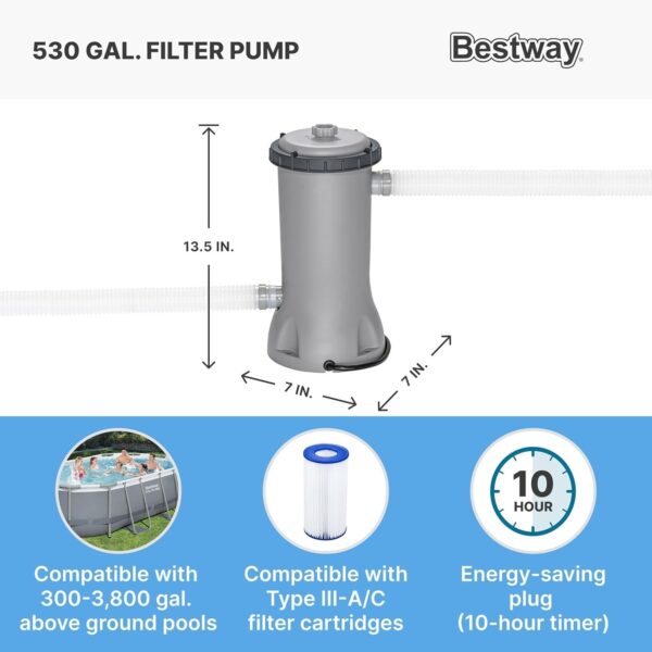 Bestway Oval Above Ground Pool Set (10′ x 6’7′′ x 33′′)| Includes Filter Pump & ChemConnect Dispenser