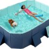 Foldable Swimming Pool, 1039 Gallons, 158′′x76′′x20′′, Rectangular, Blue, MDF & PVC, Outdoor Kids & Adults Pool