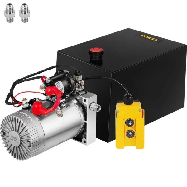 b24de23d1de64aa7b8c34c56fa1b5079 12 qt. 12-Volt 3200 PSI Hydraulic Power Pump Electric Dump Trailer Pump with Steel Reservoir for Car Lift 12LDZYCZYYBTX0001V0