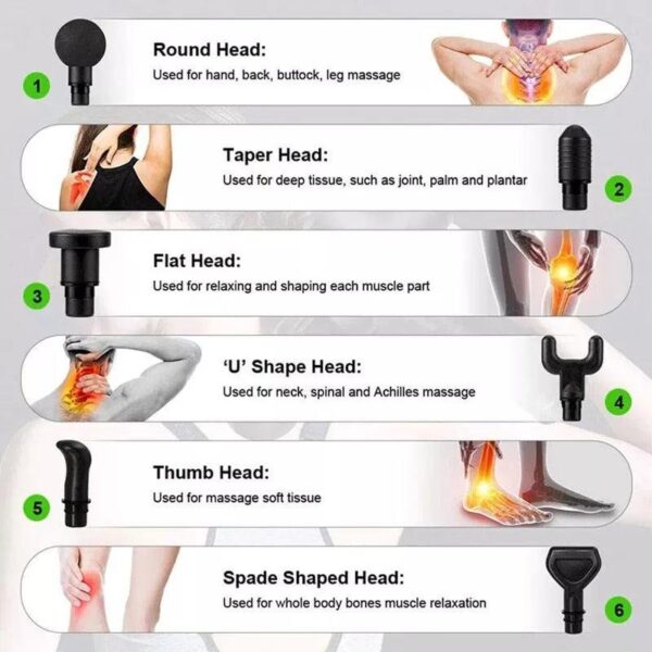 Deep Tissue Massage Gun – 30 Speed 6 Heads Super Quiet Brushless Motor LCD Touch Display Percussion Massager