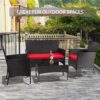 Patio Furniture Set 4 Pieces Outdoor Rattan Chair Wicker Sofa Garden Conversation Bistro Sets for Yard (Brown)