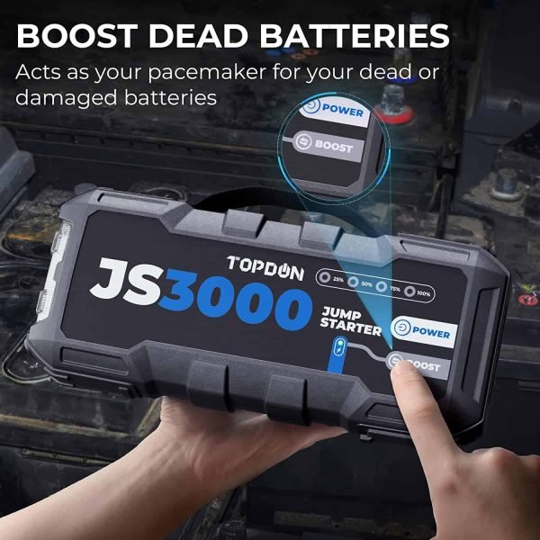 b2c4e293cfee45de9f5a69e0067c87a5 Car Battery Jump Starter TOPDON JS3000 12V 3000A Battery Booster for Up to 9L Gas/ 7L Diesel Engines