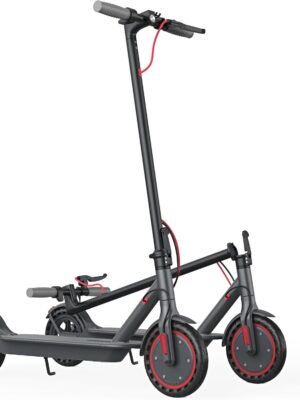 Electric Scooter – 8.5′′ Solid Tires, 350W Motor, Up to 19 MPH and 21-23 Miles Long-Range Portable Foldable Commuting Scooter for Adults with Double Braking System and App