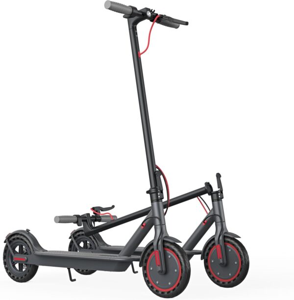 Electric Scooter – 8.5′′ Solid Tires, 350W Motor, Up to 19 MPH and 21-23 Miles Long-Range Portable Foldable Commuting Scooter for Adults with Double Braking System and App