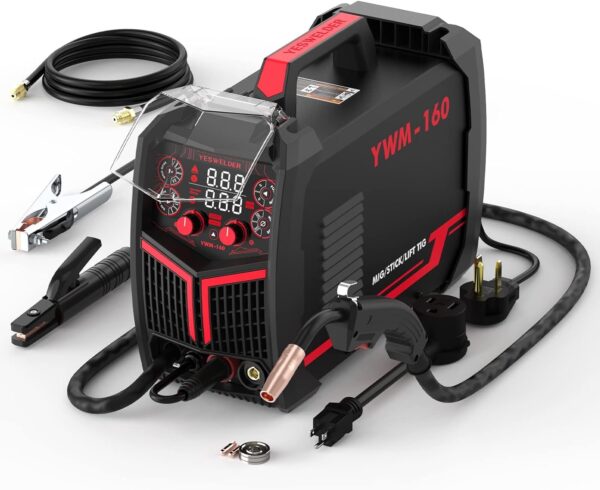 b2ec4337136a4ebbb674662a3ab6fec7 135Amp MIG Welder,110V Flux Core Welder Flux MIG/Lift TIG/Stick 3-in-1 Large LED Digital Display Welding Machine IGBT Inverter Welder FLUX-135PRO