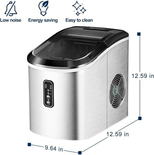 Nugget Ice Maker Countertop with Handle, Ready in 6 Mins, 34lbs Per Day, Removable Top Cover, Auto-Cleaning, Portable Sonic Ice Maker with Basket and Scoop, for Home/Party/RV/Camping (Black)