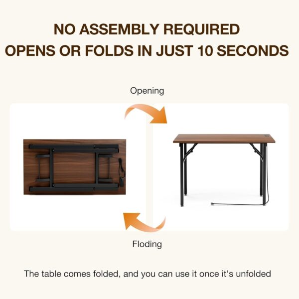 TEMI Small Computer Desk Folding Table – 35.8′′ Foldable Office Desk, No Assembly, Perfect for Small Spaces in Bedroom, Dorm, or Apartment, Portable Mini Desk or Study Table with Compact Design, Brown