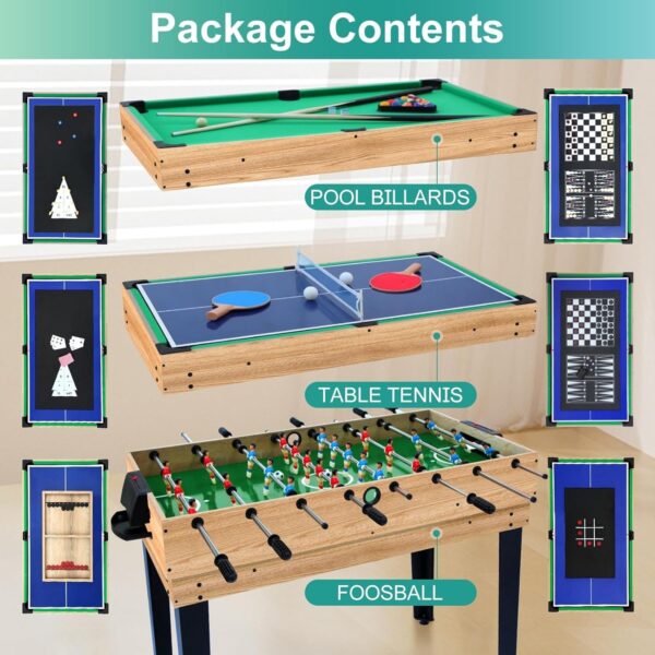 b3aa57a72caf47dc9b025f314ca66181 12-in-1 Game Table – 48′′ Combo Game Table, Ping Pong Table, Foosball Table, Air Hockey Table, Pool Table – Sports Arcade Games with Accessories – Ideal for Game Rooms and Family Game Nights!
