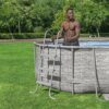 Bestway Oval Above Ground Pool Set (10′ x 6’7′′ x 33′′)| Includes Filter Pump & ChemConnect Dispenser