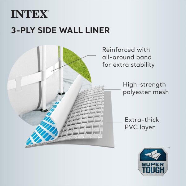 Intex Above Ground Swimming Pool, 12′ x 30′′, Prism Frame, Gray – Large Backyard Outdoor Round Summer Pool for Family, Easy Set Up, 24-Inch Deep Water