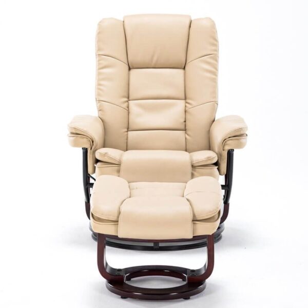 Multi-Position Recliner and Curved Ottoman with Swivel Base