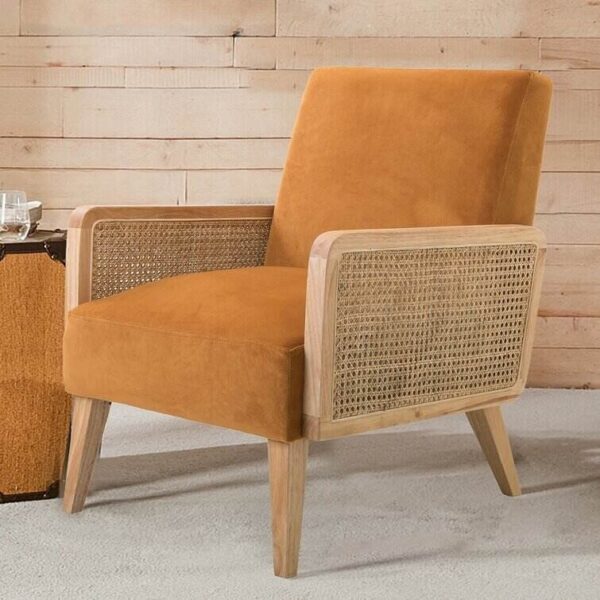 b430c70d61a64b12aa789760bcffb5e2 Upholstered Accent Chair with Rattan Arms