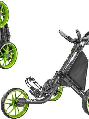3Wheel Golf Push Cart - Golf Trolley Foldable Collapsible Lightweight Pushcart with Foot Brake - Easy to Open & Close
