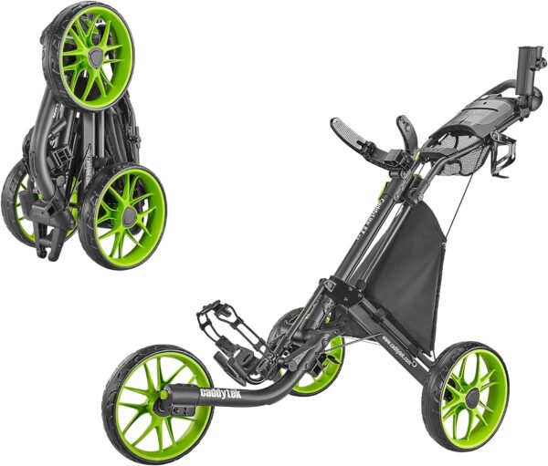 b442a49fde5549df97affacc91a71ab8 3Wheel Golf Push Cart - Golf Trolley Foldable Collapsible Lightweight Pushcart with Foot Brake - Easy to Open & Close