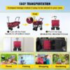 Red Collapsible Wagon Cart with Canopy, 360° Wheels, Adjustable Handles, 220 lbs Capacity for Beach & Garden